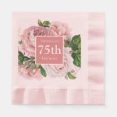  Blush Pink Flowers Greenery 75th Birthday Servet (Voorkant)