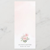 Blush Pink Flowers, Greenery, Boho, Baptism Menu (Achterkant)