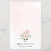 Blush Pink Flowers, Greenery, Boho, Baptism Menu (Achterkant)
