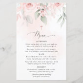 Blush Pink Flowers, Greenery, Boho, Baptism Menu (Voorkant)