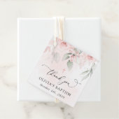 Blush Pink Flowers, Greenery, Boho, Floral Baptism Bedankjes Labels (In situ)