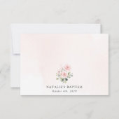 Blush Pink Flowers, Greenery, Boho, Floral Baptism Bedankkaart (Achterkant)