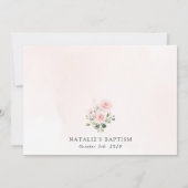 Blush Pink Flowers, Greenery, Boho, Floral Baptism Kaart (Achterkant)