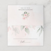 Blush Pink Flowers, Greenery, Boho, Floral Baptism Plaatskaartje (Buitenkant ongevouwen)
