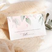 Blush Pink Flowers, Greenery, Boho, Floral Baptism Plaatskaartje