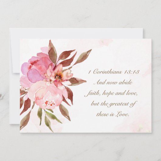 Blush Pink Flowers Greenery Christelijk Wedding Kaart (Achterkant)