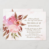 Blush Pink Flowers Greenery Christelijk Wedding Kaart (Voorkant / Achterkant)