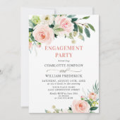 Blush Pink Flowers Greenery ENGAGTY Kaart (Voorkant)