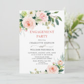 Blush Pink Flowers Greenery ENGAGTY Kaart (Staand voorkant)