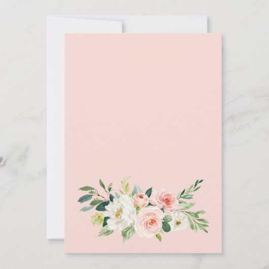Blush Pink Flowers Greenery ENGAGTY Kaart (Achterkant)
