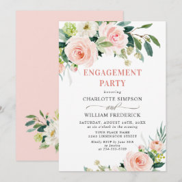 Blush Pink Flowers Greenery ENGAGTY Kaart