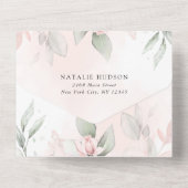 Blush Pink Flowers, Greenery, Floral Confirmation All In One Uitnodiging (Achterkant)