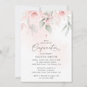 Blush Pink Flowers, Greenery, Floral Confirmation Kaart (Voorkant)