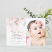 Blush Pink Flowers, Greenery, Floral Confirmation Kaart (Staand voorkant)