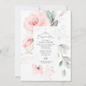 Blush Pink Flowers, Greenery, Floral Confirmation Kaart (Voorkant)