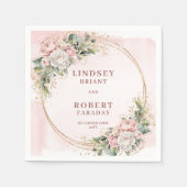 Blush Pink Flowers Greenery Gold Glitter Wedding  Servet (Voorkant)