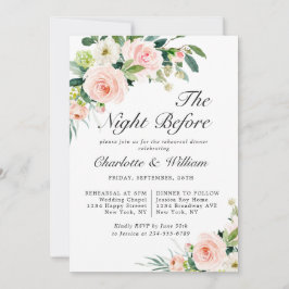 Blush Pink Flowers Greenery REHEARSAL DINNER Kaart