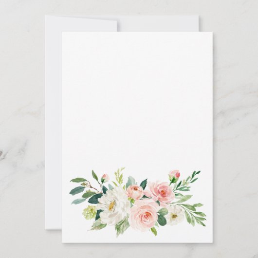 Blush Pink Flowers Greenery REHEARSAL DINNER Kaart (Achterkant)