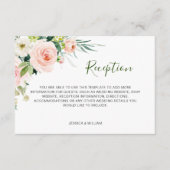 Blush Pink Flowers Greenery Wedding Reception Informatiekaartje (Voorkant)