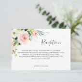 Blush Pink Flowers Greenery Wedding Reception Informatiekaartje (Staand voorkant)