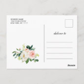 Blush Pink Flowers Greenery Wedding Save the Date Briefkaart (Achterkant)