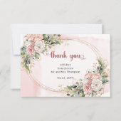 Blush Pink Flowers Greenery Wedding Thank You Card Bedankkaart (Voorkant)