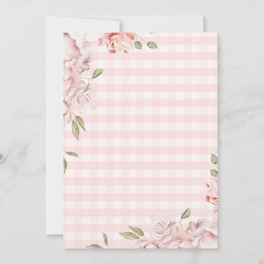 Blush Pink Flowers Herfst Gingham Tractor Verjaard Kaart (Achterkant)