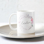 Blush Pink Flowers Koffiemok<br><div class="desc">Dit vrouwelijke ontwerp is voorzien van een spleet met wazige roze bloemen en bladeren.</div>