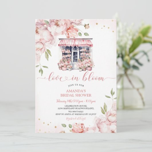 Blush Pink Flowers Liefde In Bloom Vrijgezellenfee Kaart (Staand voorkant)