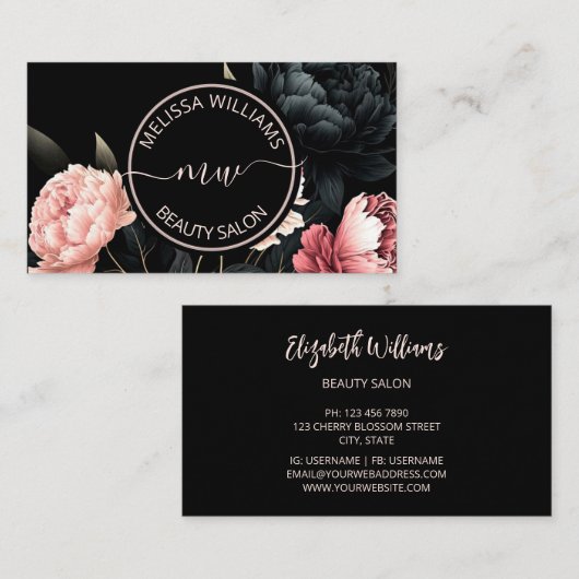 Blush Pink Flowers Logo Visitekaartje (Voorkant / Achterkant)