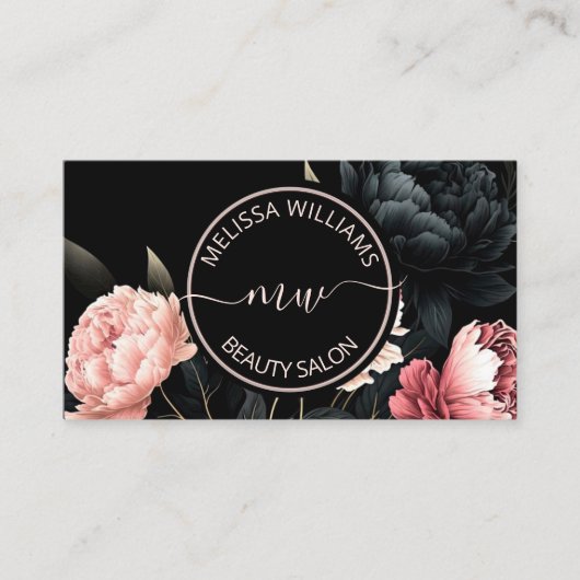 Blush Pink Flowers Logo Visitekaartje (Voorkant)