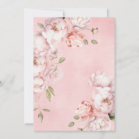 Blush Pink Flowers Meisje Vrijgezellenfeest groen Kaart (Achterkant)