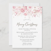 Blush Pink Flowers Merry Kerstparty Kaart (Voorkant)