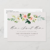 Blush Pink Flowers Moving New Address briefkaart (Voorkant / Achterkant)