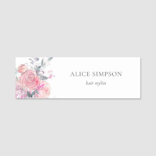 Blush Pink Flowers Naamplaatje