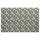 Blush Pink Flowers on Hunter Green Floral Pattern Stof (Fat Quarter)