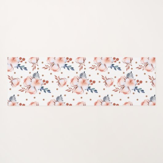 Blush Pink Flowers Patroon Yogamat (Achterkant (horizontaal))