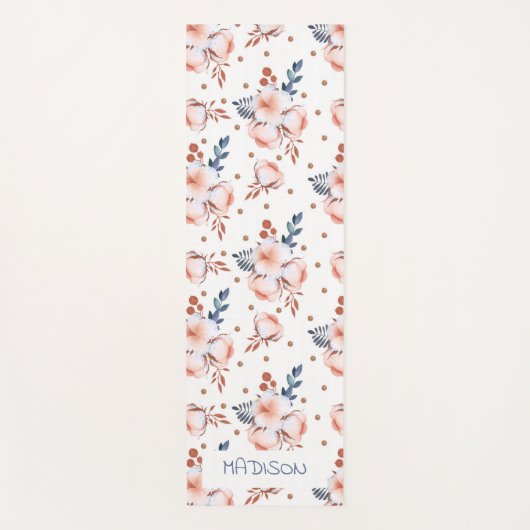 Blush Pink Flowers Patroon Yogamat (Voorkant)