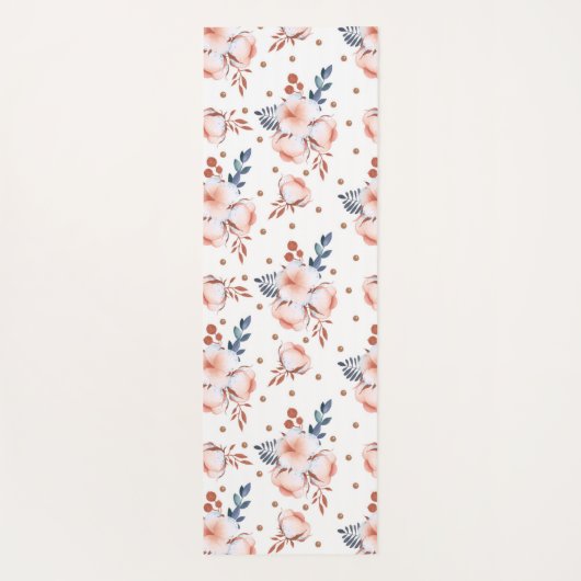 Blush Pink Flowers Patroon Yogamat (Achterkant)