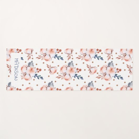 Blush Pink Flowers Patroon Yogamat (Voorkant (horizontaal))