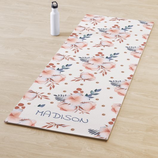 Blush Pink Flowers Patroon Yogamat (In situ)