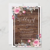 Blush Pink Flowers Rustic Wood Weddenschap Kaart (Voorkant)