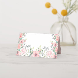 Blush Pink Flowers Sage Green Leaves Spring Summer Plaatskaartje