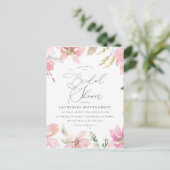 Blush Pink Flowers & Silver Script Vrijgezellenfee Uitnodiging Briefkaart (Staand voorkant)