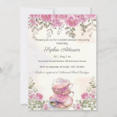 Blush Pink Flowers Tea Party Vrijgezellenfeest Kaart (Voorkant)