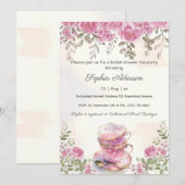 Blush Pink Flowers Tea Party Vrijgezellenfeest Kaart (Voorkant / Achterkant)