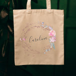 Blush Pink Flowers Tote Bag<br><div class="desc">Dit vrouwelijke ontwerp is voorzien van een spleet met wazige roze bloemen en bladeren.</div>