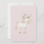 Blush Pink Flowers Unicorn Birthday Kaart (Achterkant)