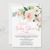 Blush Pink Flowers Virtual Baby shower Kaart (Voorkant)