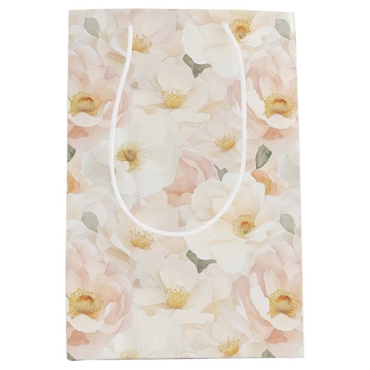 Blush Pink Flowers Vrijgezellenfeest Medium Cadeauzakje (Voorkant)